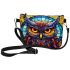 Colorful Stained Glass Owl Portrait Makeup Bag