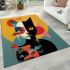 Contemplative cat and flowers area rugs carpet