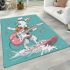 Cool rabbit surfing with electric guitar and headphones area rug