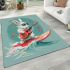 Cool rabbit wearing sunglasses surfing with electric guitar area rug