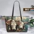 Cows with dream catcher leather tote bag