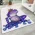 Crown on top of purple and blue tree frog cartoon caricature area rugs carpet
