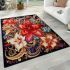 Cultural vase with colorful flowers area rugs carpet