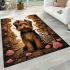 Curious canine on a bicycle adventure area rugs carpet