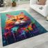 Curious cat in a colorful dream area rugs carpet