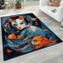 Curious cat in swirling playfulness area rugs carpet
