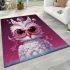 Curious owl in cherry blossom grove area rugs carpet