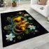 Cute baby bee with flowers area rugs carpet