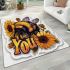Cute baby bee with sunflowers area rugs carpet