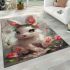 Cute baby bunny with big eyes area rugs carpet