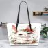 Cute baby bunny with big eyes leather tote bag