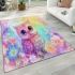 Cute baby owl with big eyes pink and purple colors area rugs carpet