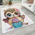 Cute baby owl with big eyes wearing area rugs carpet