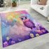 Cute baby owl with heart shaped eyes area rugs carpet