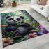 Cute baby panda eating bamboo area rugs carpet