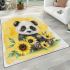 Cute baby panda with sunflowers on a yellow area rugs carpet