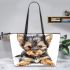 Cute baby yorkshire terrier portrait clipart leather tote bag