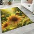 Cute bee sits on the petals of sunflowers area rugs carpet