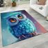 Cute blue owl with big eyes cartoon style area rugs carpet