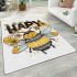 Cute bumblebee with flowers on its wings area rugs carpet