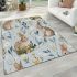 Cute bunnies and flowers on light blue area rugs carpet