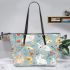 Cute bunnies and flowers on light blue leather Chic Stylish Tote Bag & Women Totes: Perfect Gift for Girlfriend | Crossbody, Purse, Handbag