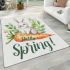 Cute bunny sitting on top of an carrot hello spring area rugs carpet