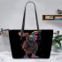 Cute bunny wearing sunglasses and backpack leather tote bag