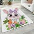 Cute bunny with big eyes and a purple bow area rugs carpet