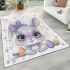 Cute bunny with big eyes and a purple bow area rugs carpet