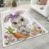 Cute bunny with big eyes and purple bow area rugs carpet