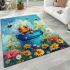 Cute cartoon baby bee sitting in a blue bucket area rugs carpet