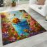 Cute cartoon baby bee sitting in a blue bucket area rugs carpet