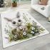 Cute cartoon baby bunny with big eyes sitting area rugs carpet