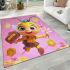 Cute cartoon bee character holding flowers and honeycomb area rugs carpet