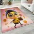 Cute cartoon bee character holding flowers and honeycomb area rugs carpet