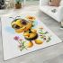 Cute cartoon bee holding flowers area rugs carpet