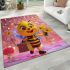 Cute cartoon bee holding flowers and a briefcase area rugs carpet