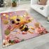 Cute cartoon bee holding flowers and a honeycomb area rugs carpet