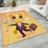 Cute cartoon bee holding flowers and a honeycomb area rugs carpet