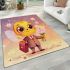 Cute cartoon bee holding flowers and a honeycomb area rugs carpet