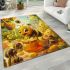 Cute cartoon bee is happily eating honey area rugs carpet