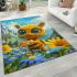 Cute cartoon bee with big eyes holding a heart shaped honey area rugs carpet