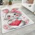 Cute cartoon bunny with a pink bow holding a heart area rugs carpet