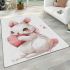 Cute cartoon bunny with a pink bow holding a heart area rugs carpet