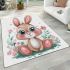 Cute cartoon bunny with big eyes and flowers area rugs carpet