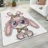 Cute cartoon bunny with pink heart shaped glasses area rugs carpet