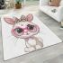 Cute cartoon bunny with pink heart shaped glasses area rugs carpet