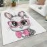 Cute cartoon bunny with pink heart shaped glasses area rugs carpet