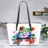 Cute cartoon frog leaather tote bag